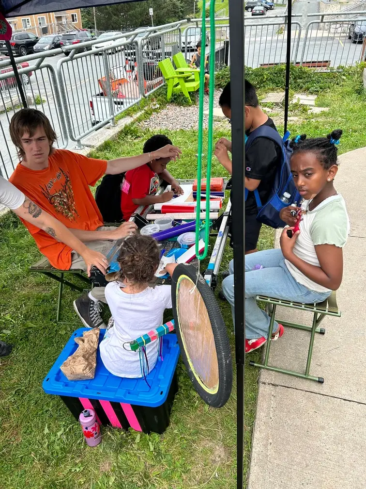 Children and Youth at the Mulgrave Park Pop up Bike Repair and Art event