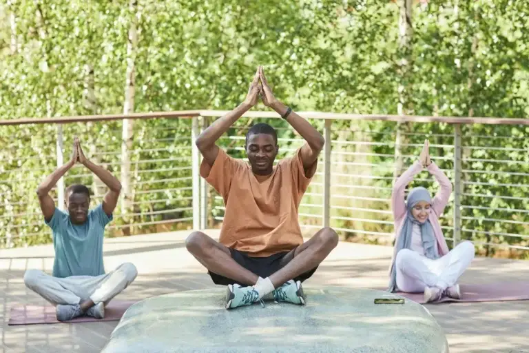Photo of people meditating