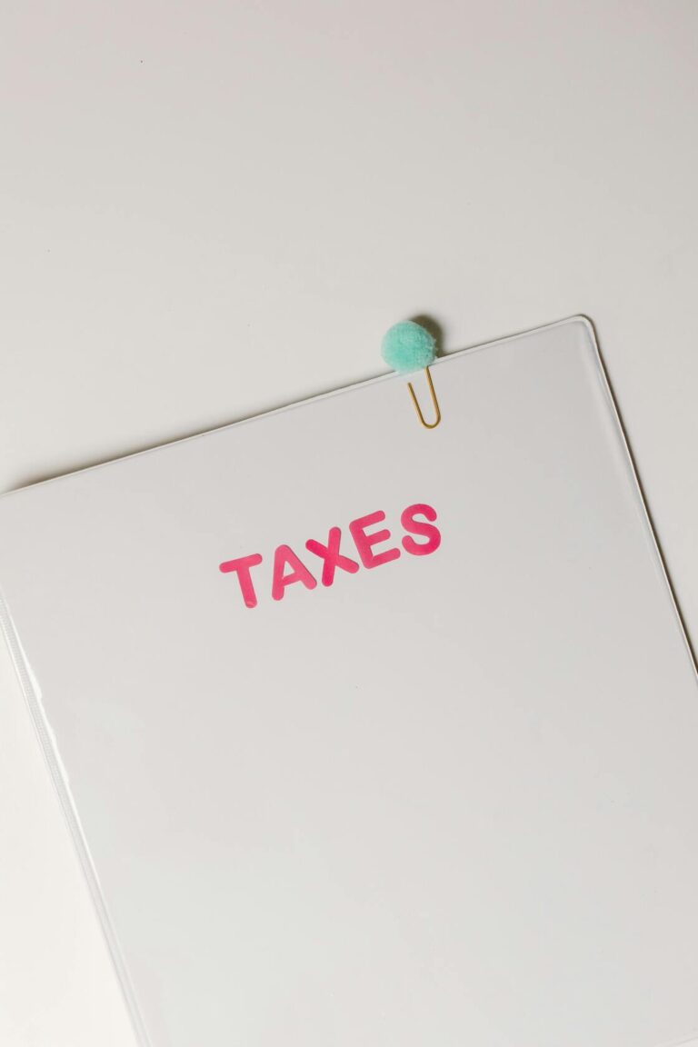 Paper with taxes written on it