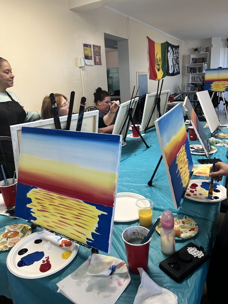 Children painting on the table